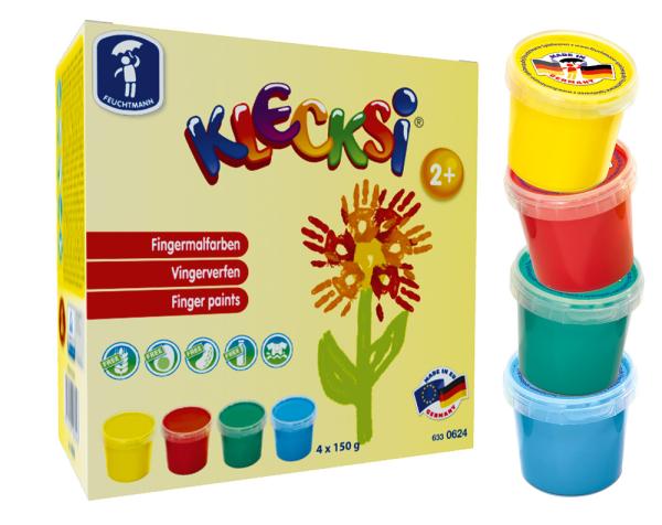 KLECKSi BASIC MINI – Tropffreie Fingerfarben für kleine Künstler (4 x 150 g)